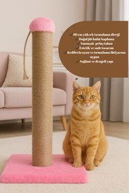 Resim Pets Fav Kedi Tırmalama Tahtası 4 Renk Seçenekli Peluş Tabanlı Tırmalama Direği 80 cm Doğal Jüt Halatlı 