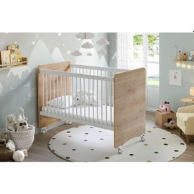 Resim Babywhen 1026 - Tekerlekli Kademeli Pratik Bebek Beşik 60x120 Ahşap 