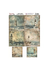 Resim Pirinç Dekopaj Kağıdı 30x42cm Pt-2221 Deniz Feneri 