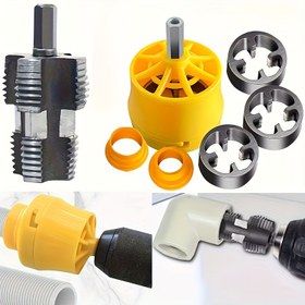 Resim Elektrikli Matkap için PVC Diş Açma Aparatı - PVC Boru Dişleme Takımı, 1/2 İnç, 3/4 İnç ve 1 İnç Boyutlarında Mevcuttur, Özel Olarak Tesisatçılar İçin Tasarlanmış 