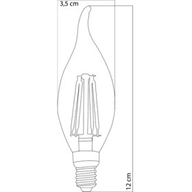 Resim E14 LED FİLAMANLI RUSTIK AMPUL T35 ŞEFFAF KIVRIK 6W 6500K Beyaz Işık ERD-94 