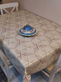 Resim Simli Keten Dokulu Pvc Masa Örtüsü 24keteno6 Bordo 