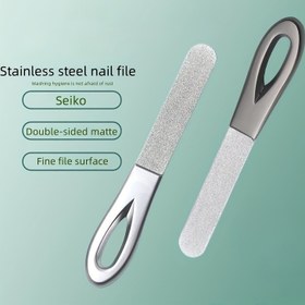 Resim Paslanmaz Çelik Çift Taraflı Tırnak Dosyası - Kalın Ayak Tırnakları için Dayanıklı Mat Bitişli Parlatma Aracı, Kolay Tutuş için Ergonomik Sap, Manikür ve Pedikür Bakımı için Mükemmel, Ayak Tırnağı Bakımı | Şık Tasarım 