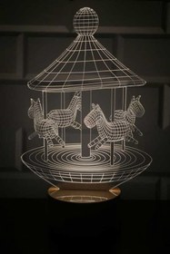 Resim BY-LAMP Atlıkarınca Led Masa Lambası Ahşap Taban 7 Farklı Işık Renkli Hediye Dekoratif Aydınlatma 