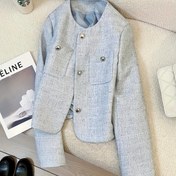 Resim Kadın Kısa Ceket - Fransız Terzi Esintili Yaka & Düğme Ön, Ofis, Günlük ve Şık Giyim için Dar Kesim Blazer Mont, İlkbahar/Sonbahar İç Mevsimlik Makinede Yıkanabilir 