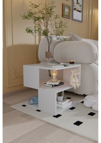 Resim Vortex Orta Sehpa Dekoratif Sehpa Çok Amaçlı Raf Beyaz 