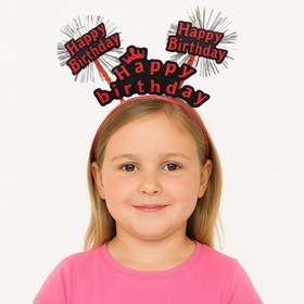 Resim Kırmızı Renk Işıltılı Yazılı Doğum Günü Parti Tacı 