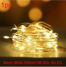 Resim Elmpaly 1 Adet Led Peri Işığı 500cm 50 Led Sıcak Beyaz Pil İle Çalışan İç Mekan Dekorasyonu 