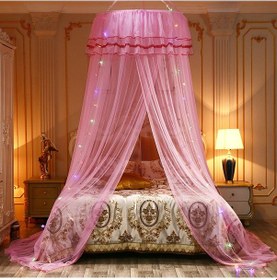 Resim Yifomall Prenses Kubbeli Tül, Üst Ve Alt Ranza İçin Pratik Kurulumsuz Sineklik, Pembe Renk 60-150 Yatak 