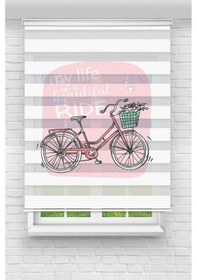 Resim Perdecizade Enxboy Bisiklet Dijital Baskılı Zebra Perde-cocuk Odası-stor Perde Renkli 
