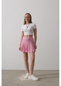 Resim The İstanbul Beli Lastikli Mini Etek - Pembe Pembe 