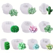 Resim 10 Adet Sukulent Bitki Mumluk Kalıpları Seti, 3D Reçine Silikon Kalıplar DIY Aromaterapi, Mumlular, Ev Dekoru El Sanatları - Bitki Temalı 