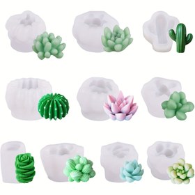 Resim 10 Adet Sukulent Bitki Mumluk Kalıpları Seti, 3D Reçine Silikon Kalıplar DIY Aromaterapi, Mumlular, Ev Dekoru El Sanatları - Bitki Temalı 