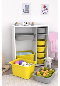 Resim Zen Çok Amaçlı Oyuncak Dolabı 10 Sepetli - Sarı Gri 2d2k6u Gri - Sarı 