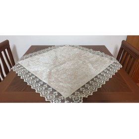 Resim Eren Home Kadife Fiskos Örtüsü Güpürlü 90x90 Vizon 