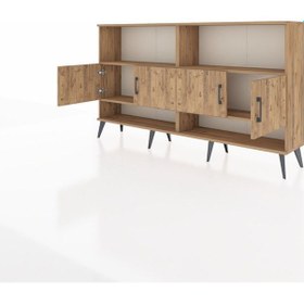 Resim Arges Konsol 4 Raflı 4 Kapaklı 176x30x99 Çam-çam/antrasit Çam-çam/antrasit 