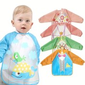 Resim 6-72 Aylik Bebekler İçin Uzun Kollu Paspaslar - Canlı Hayvan ve Karikatür Tasarımları, Makinede Yıkanabilir Polyester, Dağınık Yemekler ve Oyun Zamanı İçin İdeal, Oyun Zamanı Temel Gereksinimleri | Canlı Paspas Tasarımları | Dayanıklı Polyester 