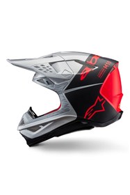 Resim Alpinestars Supertech M10 Flood Off-Road Kaskı Gri Kırmızı Siyah 