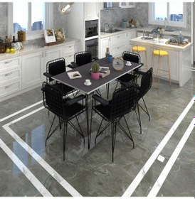 Resim Knsz masa sandalye takımı hem75mazlum grisyh 130*090 klçsm 6 sandalye syhsyh kolçaklı sırt minderli 