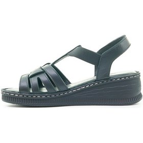Resim Venüs Kadın Hakiki Deri Dolgu Topuklu Comfort Günlük Sandalet 36-41 24y 24028801y Z Siyah 