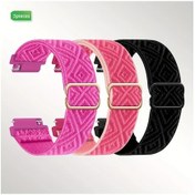 Resim Gaojunshop01 3lü Elastik Nylon Fitbit Versa 1 2 Kadın Bilek Siyah Pembe Nar Kayış 