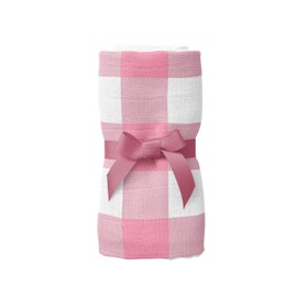 Resim Bird of Life Pink Check Müslin Bebek Örtüsü - 100x100cm 
