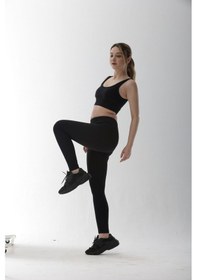 Resim Seamless Siyah Normal Bel Fitted Basic Sporcu Tayt Takımı SiYAH 