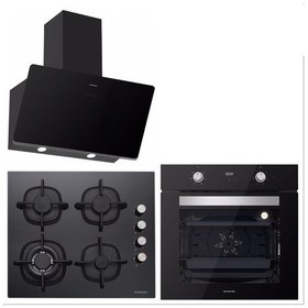 Resim Silverline BO6502B02 - CS5429B01 - 3457 Soho 60 Siyah Cam Ankastre Set 