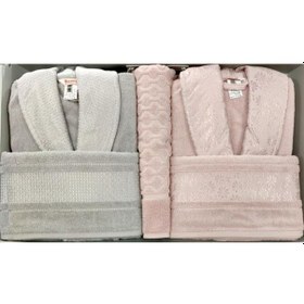 Resim Bornoz Takımı Blossom Happy Set Aile Seti 5 Parça Gri 