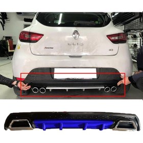 Resim Renault Clio Mk4 Uyumlu Mavi Difüzör Çiftli Kare Egzoz Görünümlü D Tip Difizör 2012-2019 