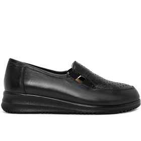 Resim Derimod Kadın Siyah Dolgu Topuklu Hakiki Hakiki Deri Comfort Ayakkabı Günlük Ayakkabı 25SFD411218 