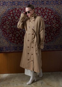 Resim Dik Yaka Oversize Trençkot Camel - M/L 