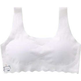 Resim Beyaz Kız Çocuk Gelişim Dönemi Geniş Elastik Askılı Sütyen Dikişsiz Göğüs Desteği Ve Kapatıcı Çelik Halkasız Natural Beyaz 