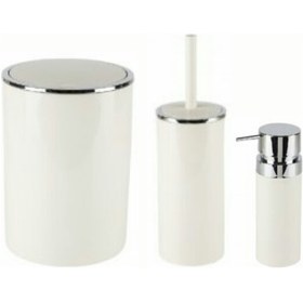 Resim Primanova Lenox Çöp Kovası & Klozet Fırçası & Sıvı Sabunluk Bej 