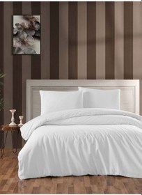 Resim Menderes Home Lanotte Saten Tek Kişilik Nevresim Takımı Düzboya Beyaz 