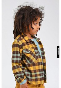 Resim Xo Kids Astarlı Düğmeli Cepli Ekose Desenli Erkek Çocuk Oduncu Gömlek 23141 Hardal 