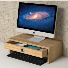 Resim Emkawood Alya Monitör Yükseltici Laptop Sehpası Safir Meşe 