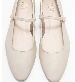 Resim Luvi Shoes Lunaıre Ekru Hakiki Deri Tek Bantlı Sivri Burun Kadın Babet Ayakkabı Ekru 
