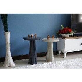 Resim Wood Wooden 2'li Ahşap Set Fitilli Mantar Yan Sehpa Antrasit-krem Renk Beyaz 