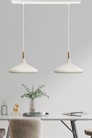 Resim Bamyum Ikili Champion Dokulu Açık Krem Sarkıt Lamba Yemek Masası Oturma Odası Mutfak Salon Otel Café 