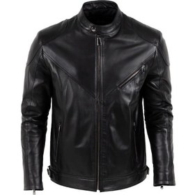 Resim By Motto Amazon Erkek Hakiki Deri Ceket Siyah 