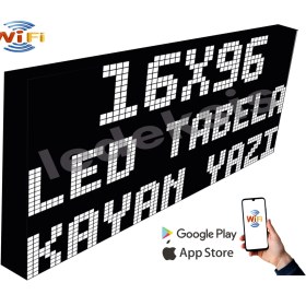 Resim Ledeksis LED Tabela 16 x 96 cm Tek Taraflı Beyaz Kayan Yazı Wifi (Telefondan Yazı Değiştirme) 