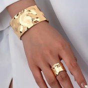 Resim 2 Adet Şık ve Zarif Kadınlar için Metal Parlak Geniş Bilezikler ve Yüzükler, Bayanlar, Festivaller, Doğum Günleri, Dans Partileri, Ziyafetler, Düğünler, Tatil, Günlük Kıyafetler İçin Uygun 