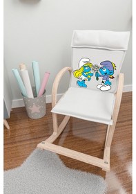 Resim Mobildecoaş Mobildeco Şirin Ahşap Sallanan Sandalye Dinlenme Koltuğu Şirinler 