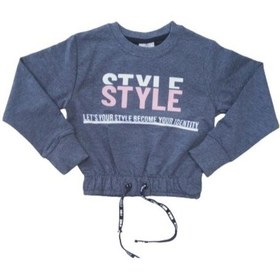 Resim İrem Kız Çocuk Önü Yazı Desenli Beli Bağlamalı Mevsimlik Sweatshirt Füme 