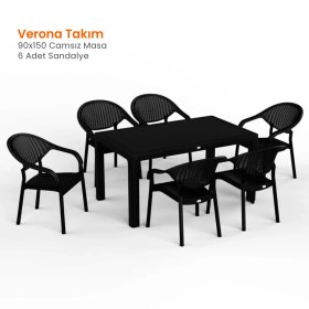 Resim Verona 90x150 Masa Takımı Camsız Kahverengi 