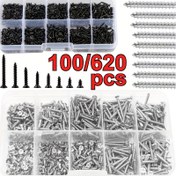 Resim 100/620 adet M2 M3 M4 kendinden delen ahşap vida aksesuarları seti, kilit somunu ahşap dişli vida seti DIY projeleri için 