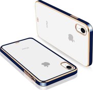 Resim Apple iPhone XR Kılıf Kamera Lens Korumalı Kenarları Renkli Gold Arkası Şeffaf Silikon Teknomoda