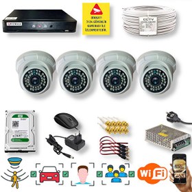 Resim 4 Kamera Araç Yüz Hareket Algılayan Gece Görüşlü 36IR Led 5MP Sony Lensli 1080P Dome Güvenlik Kamerası Seti D136B-114-04 