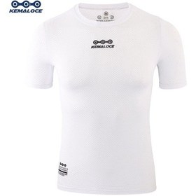 Resim Beyaz Kemaloce Serin Örgü Kısa Kollu Bisiklet Taban Katmanı Beyaz Nefes Mtb Siyah Bisiklet Formaları Beyaz 